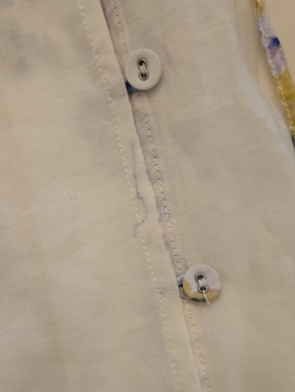 NWOT Creame Floral Button-Front Peasant Blouse - Picture 6 of 7